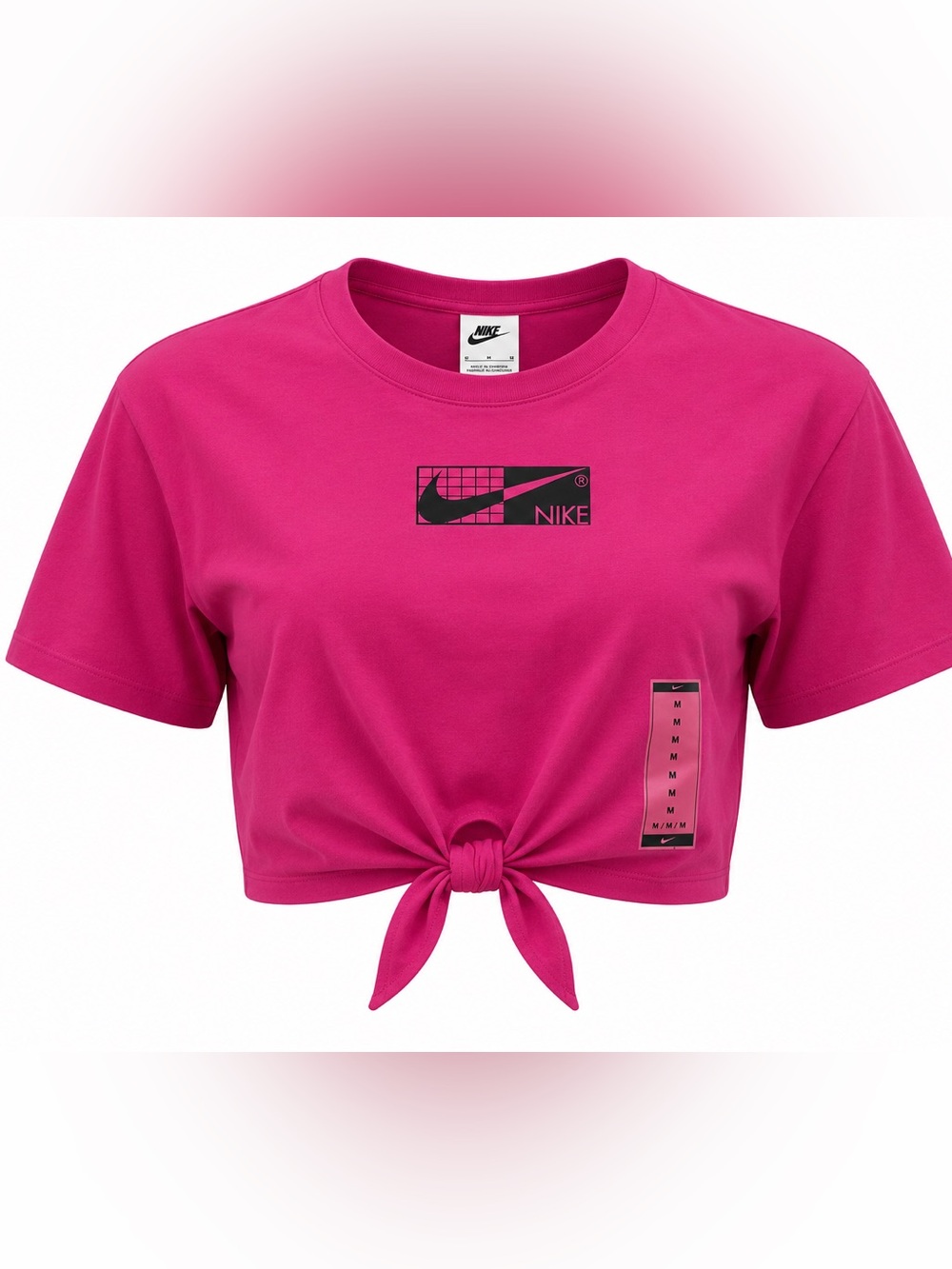NWT Nike Hot Pink Tee with Black Logo Graphic